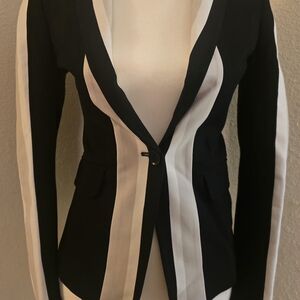 BCBGMaxAzria Black and White Bold Striped Blazer